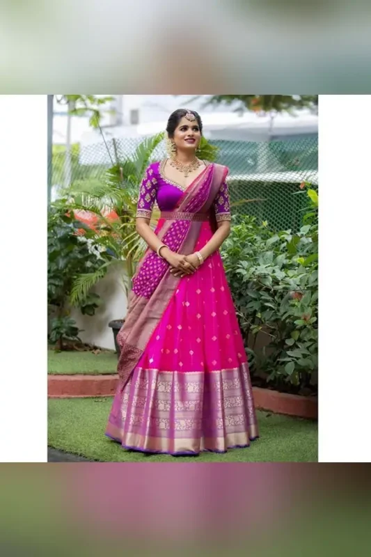 Kanjivaram Silk Zari Lehenga With Blouse Now In Trend.